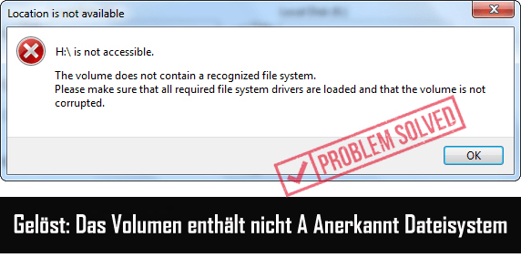 Wie man das Volumen repariert tut es nicht Enthalten EIN Anerkannt Dateisystem in Windows
