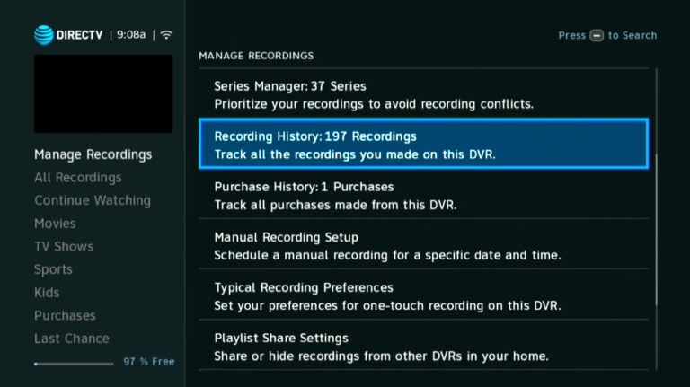 DirectTV DVR Aufnahmen Wiederherstellung