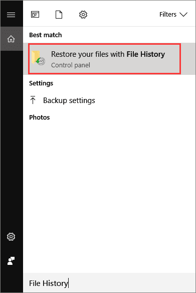 Dateien mit Dateiverlauf wiederherstellen