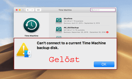 Fix Zeit Maschine Kippen Finden Sicherung Scheibe an Mac