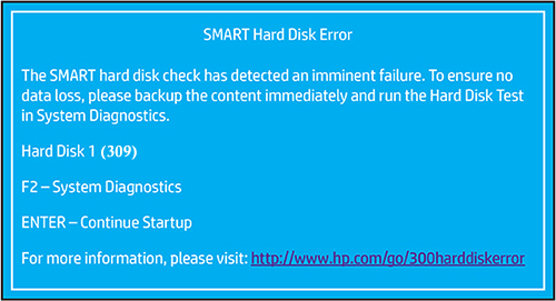 Behebung SMART Festplatte Fehler 309 HP