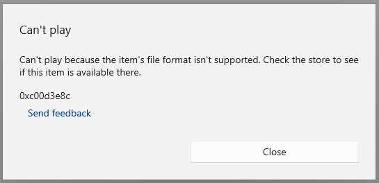0xc00d3e8c-Fehler in Windows 10/11