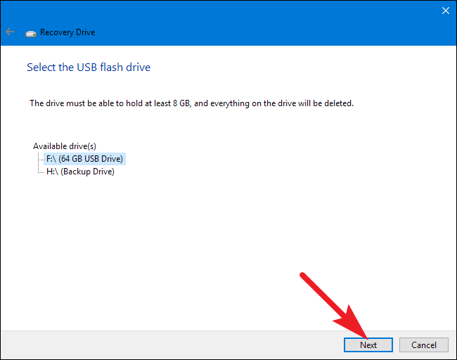 Erstellen Windows 10 Wiederherstellungs-USB