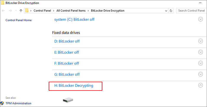 Deaktivieren Sie die BitLocker-Partition in Windows2