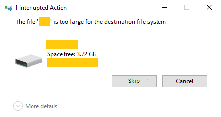 Datei ist zu groß für das Zieldateisystem